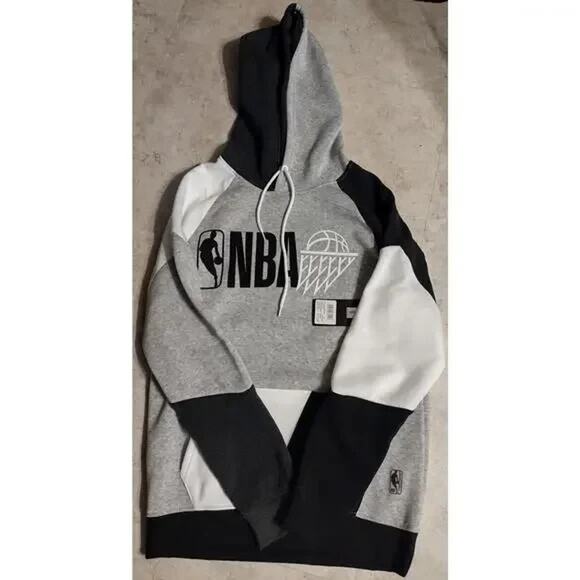 NBA Basketball Hoodie Sweatshirt Mens Medium Black White Pull Over - Picture 3 of 4